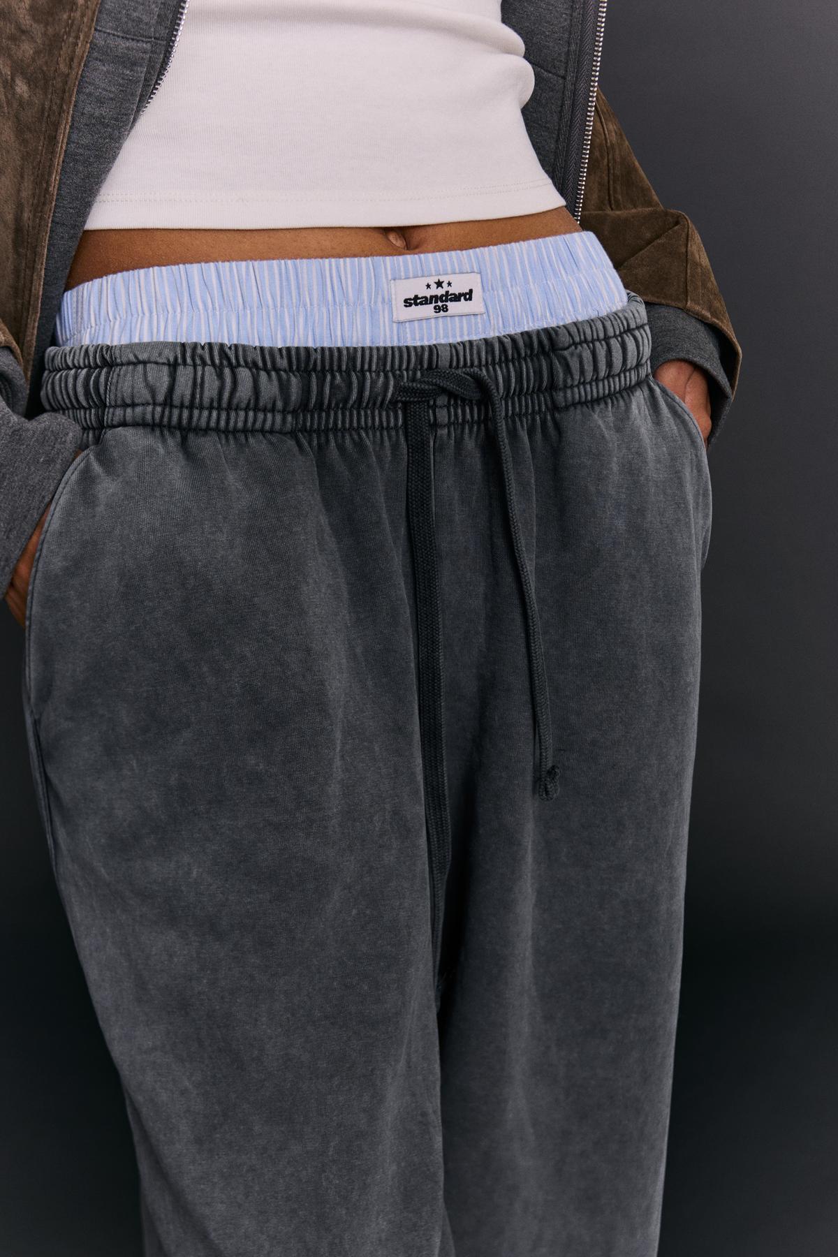 Bershka  Stoperli barrel fit şardonlu eşofman altı - Görsel 4