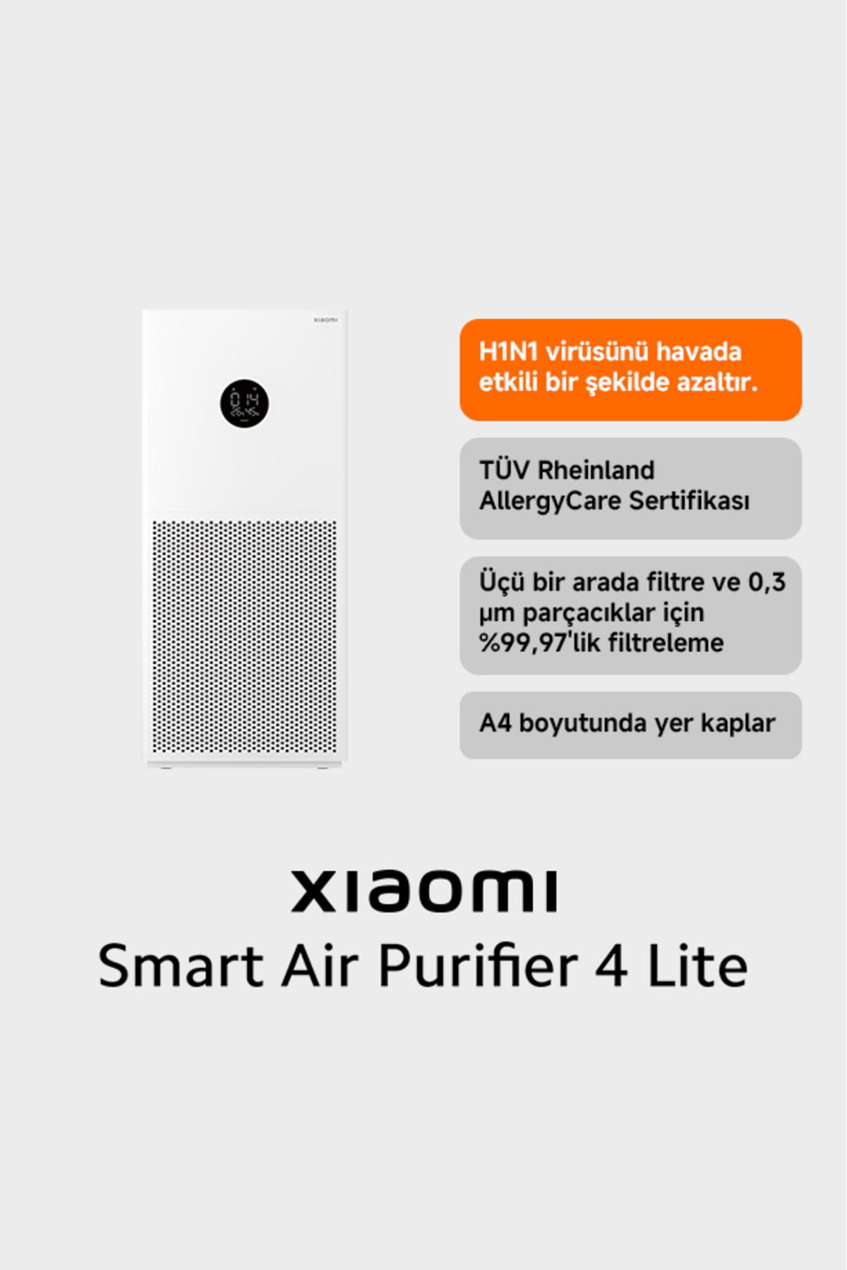 Air Purifier 4 Lite Smart Air Purifier White (Xiaomi Turkey Guaranteed)