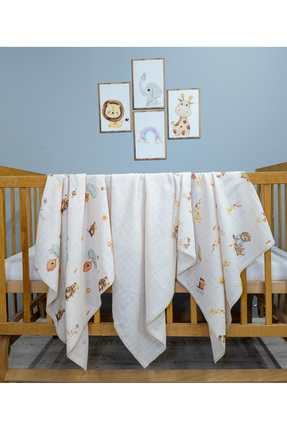 LUCKKA Little Organic's | 3’lü %100 Organik Pamuk Müslin Örtü - Battaniye Set...