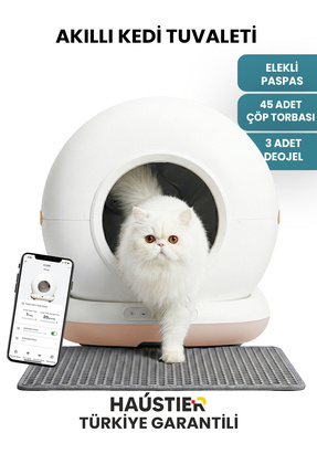 Haustier CB001 Akıllı Otomatik Kedi Tuvaleti, APP ile Kontrol, 75lt İç Hazne,...