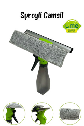 Lime Spreyli Camsil Çekpas Deterjan Su Hazneli Silikonlu Çekçek Microfiber Ar...