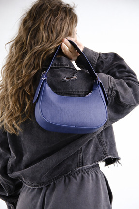 REVENKO Pera Lacivert Baget Kadın Çantası Omuz Çantası - Kol Çantası - El Çan...