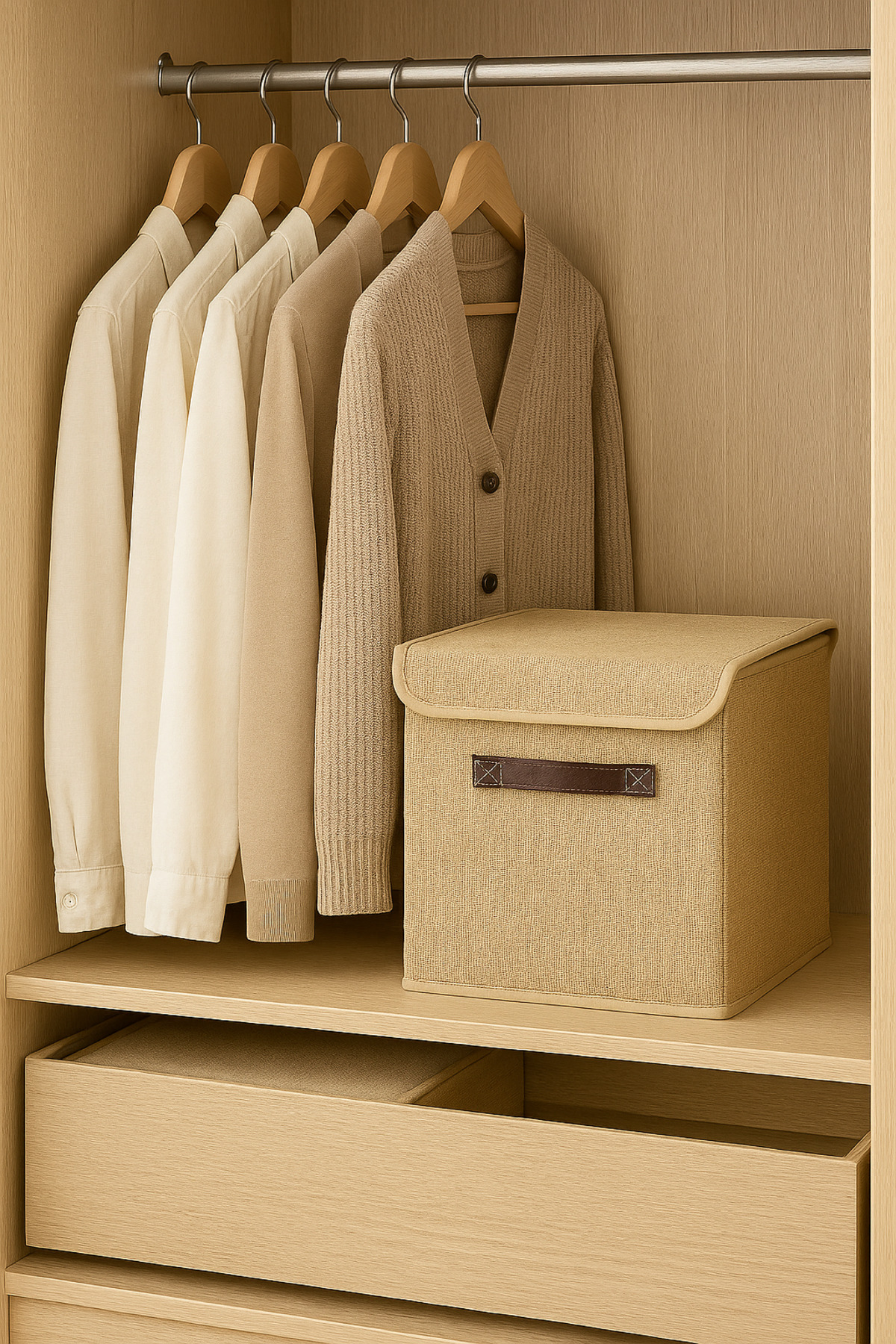 Natural Jute Lid Closet Interior Laundry Toy Organizer Folding Storage Box 30x30x30cm