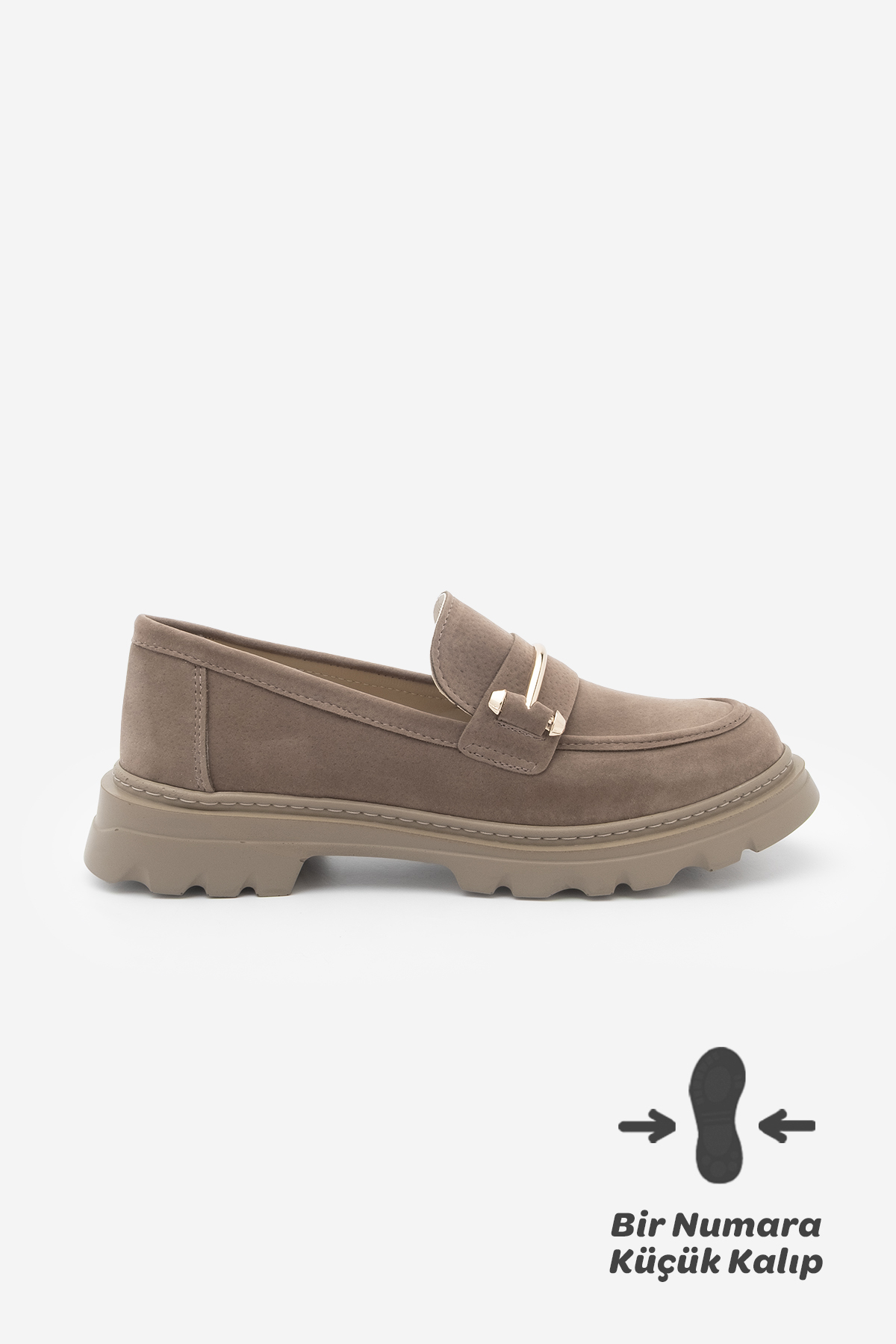 Marjin  Kadın Loafer Kalın Taban Zincirli Günlük Ayakkabı Zolez Vizon - Görsel 3