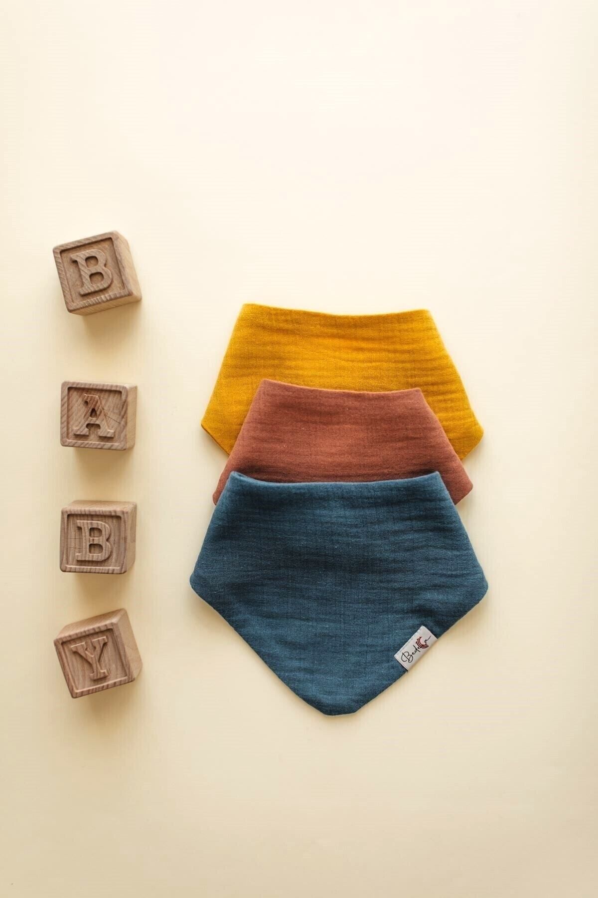 Bedeca 3'lü %100 Organik Pamuk Bebek Müslin Önlük - Kız Erkek Bebek Salya Ve Mama Önlüğü, Fular, Yakalık fotoğrafı 3 (önizleme)