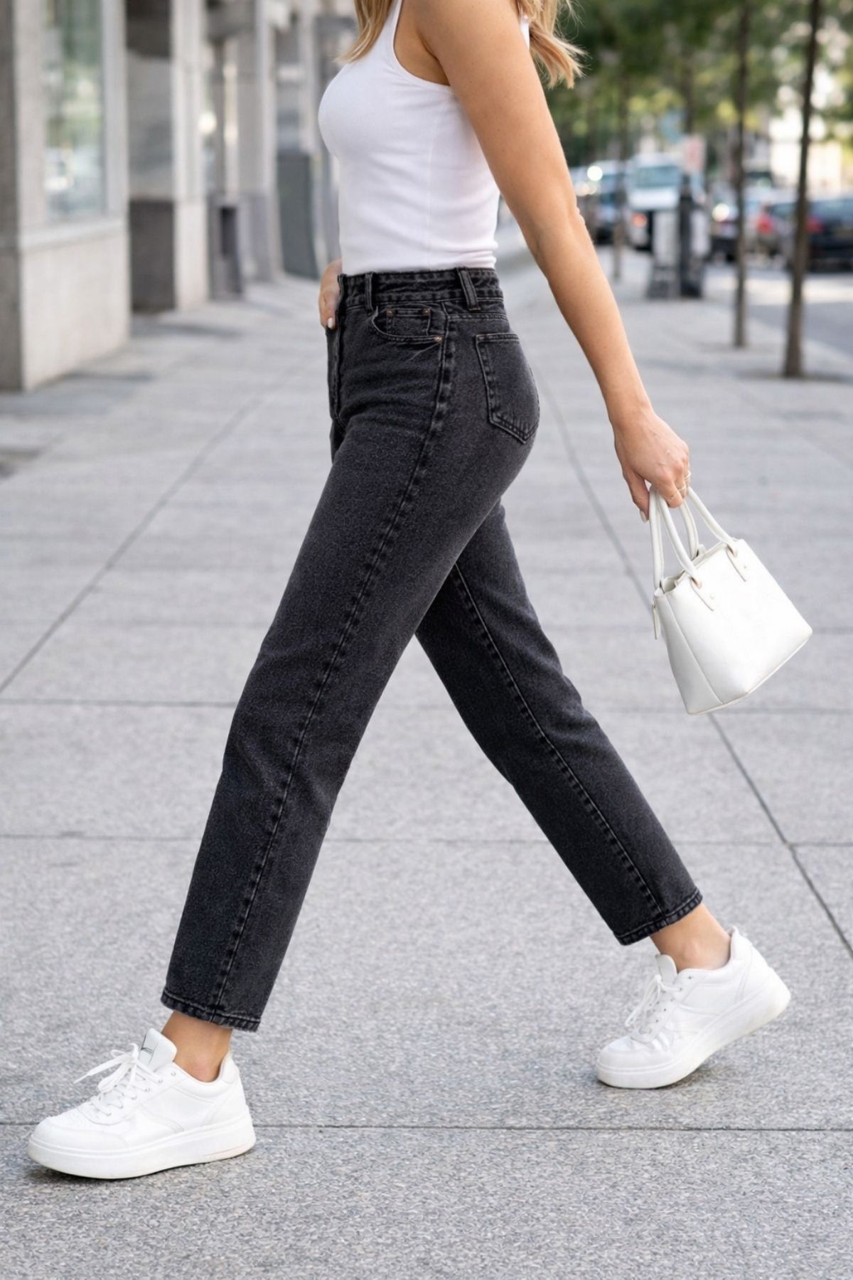 CEDY DENIM  Mom Fit Jean Yüksek Bel Boyfriend Kesim Esnek Antrasit Kadın Kot Pantolon C599-antrasit - Görsel 6