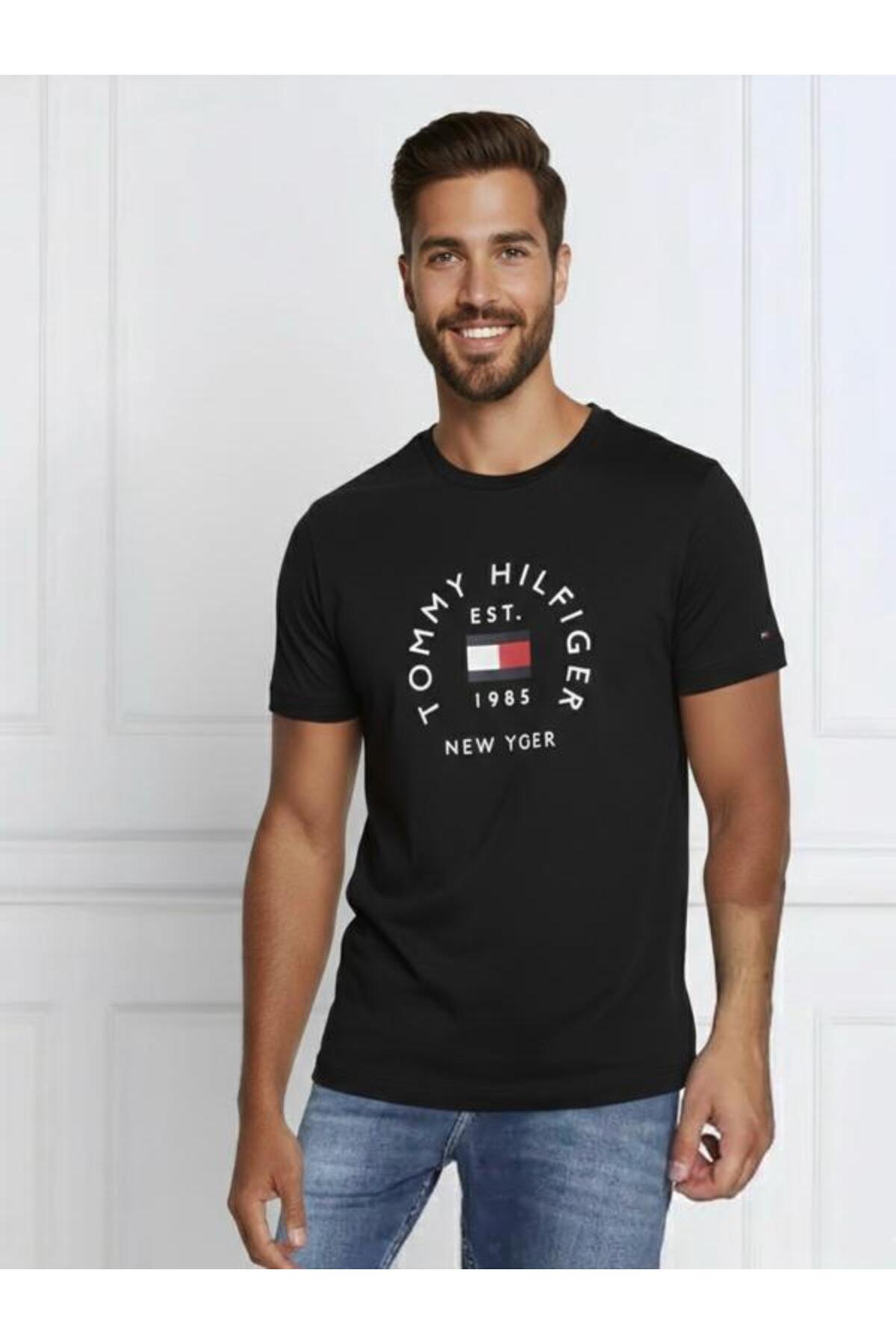 تامی هیلفیگر تی شرت اسلیم فیت معمولی طرح FLAG ARC