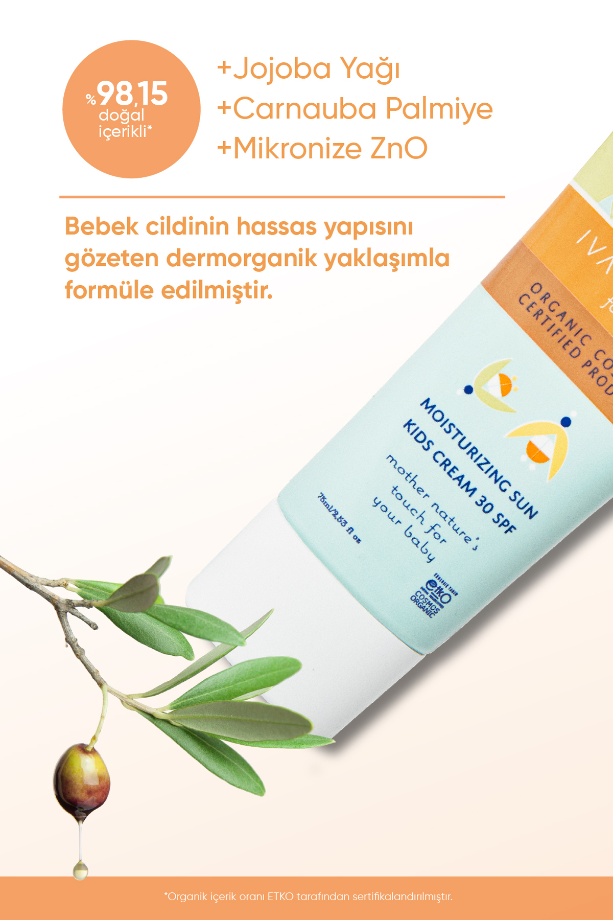 Iva Natura Yüksek Koruma 30 Spf Çocuk Güneş Kremi-organik Sertifikalı fotoğrafı 2 (önizleme)