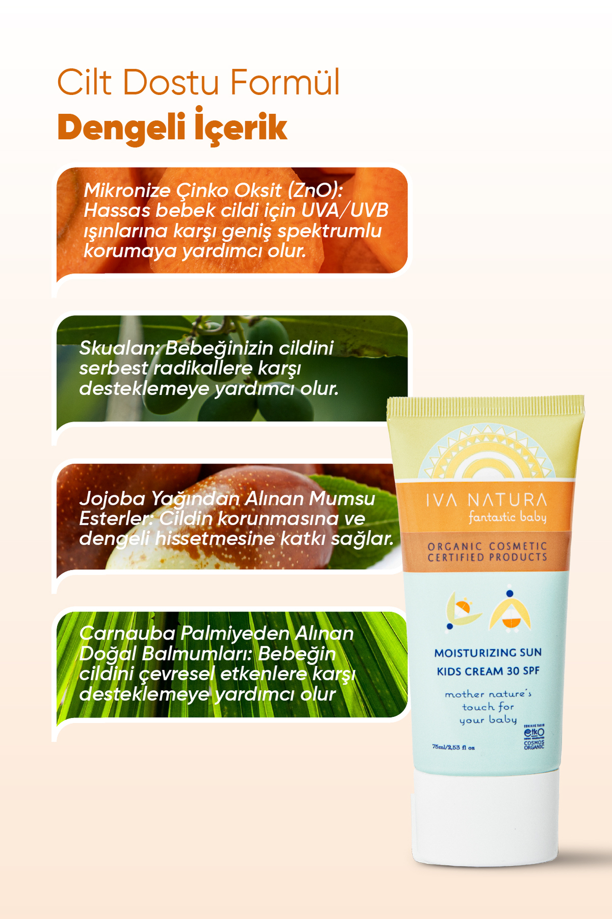 Iva Natura Yüksek Koruma 30 Spf Çocuk Güneş Kremi-organik Sertifikalı fotoğrafı 3 (önizleme)