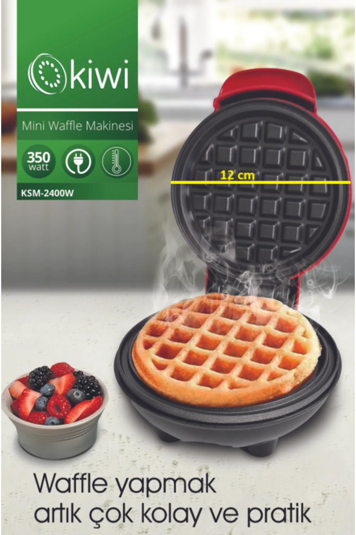 Kiwi Ksm-2400W Yapışmaz Plakalı Mini Waffle Makinesi - Fiyatı