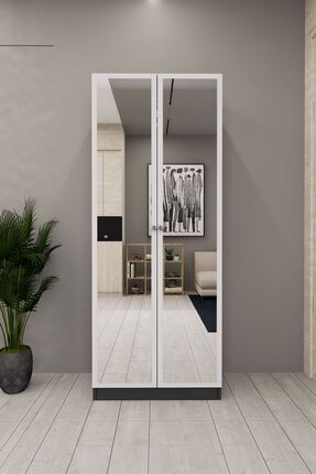 Mirobi Lisa Boy Aynalı Çok Amaçlı Dolap Ayakkabılık Antrasit