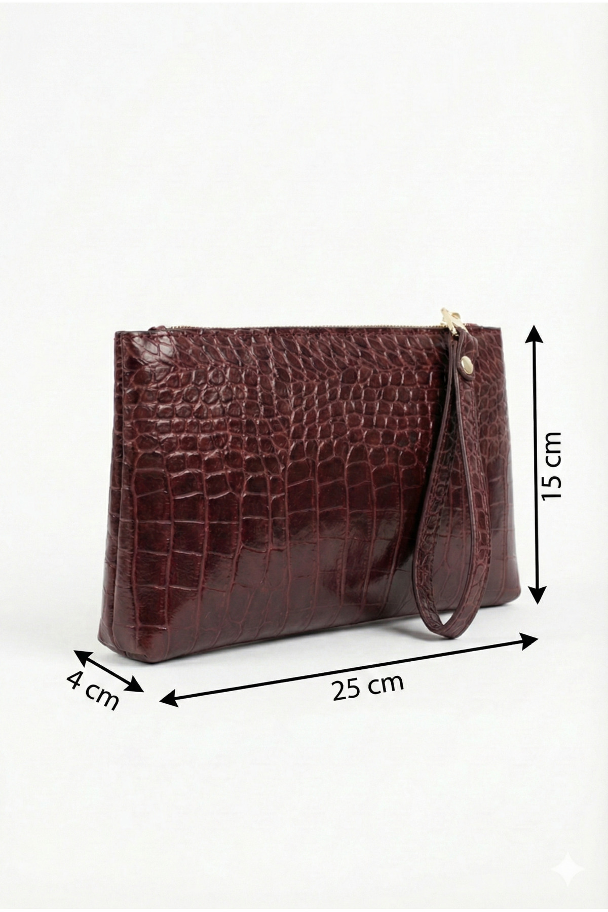 PurpleART Kadın Bordo Kroko Pörtföy El Çantası Croco görsel 5