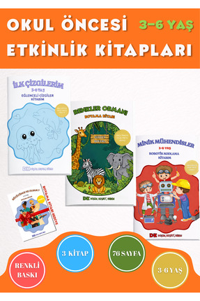 Anonim Yayıncılık 3–6 Yaş Okul Öncesi Eğitim Seti 3 Kitap + Hediye Mini Boyama