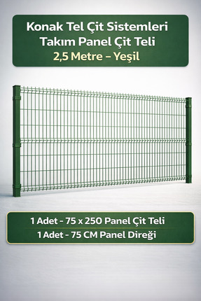 Konak Tel Çit Aksaray 1 Adet Takım Panel Tel Çim Çiti 75x250 cm 55X150 mm 4.0...