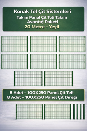 Konak Tel Çit Aksaray 8 Adet Takım Panel Çim Çiti 100x250 cm 55X150 mm 4.00 G...