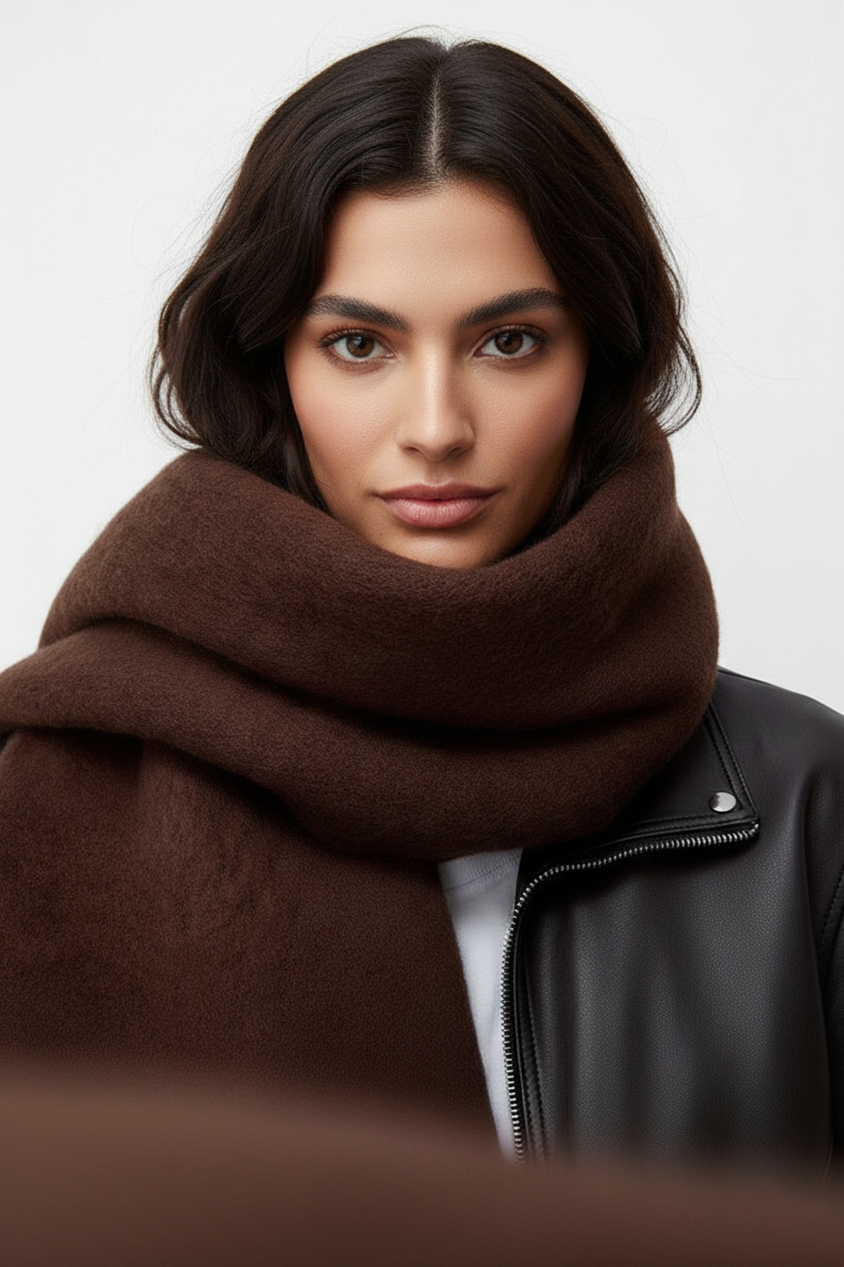 Bermody  Puffy Kahverengi Yumuşak Dokulu Kadın Atkı Şal Omuz Şalı 50 x 190 cm Sevgililer Günü - Görsel 3