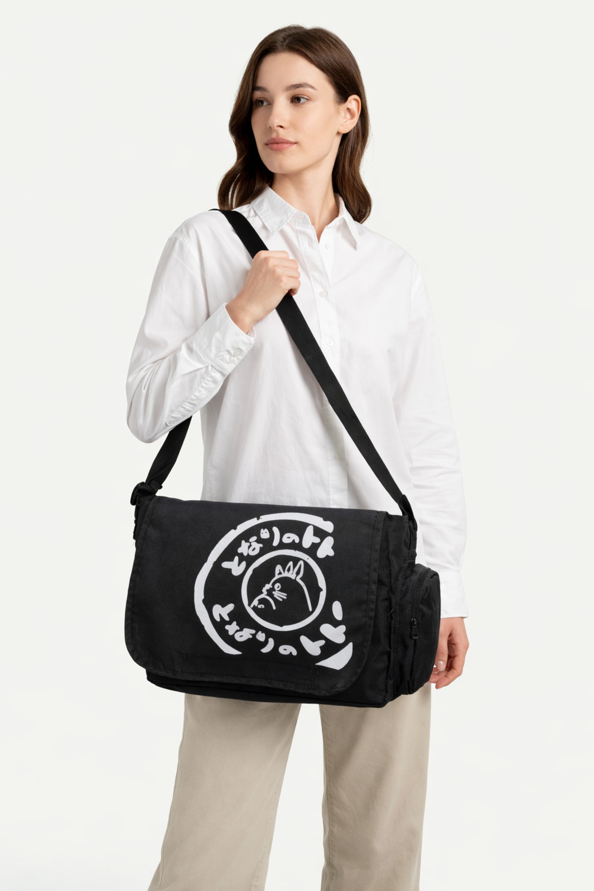 Timburly  Unisex Yatay Siyah Postacı Çantası - SKP - Görsel 5