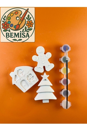 BEMİSA Kurabiye Adam Ağaç Ve Ev Çocuklar İçin Eğitici Boyama Seti