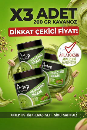 ANTEP FABRİKASI %30 Antep Fıstık Kreması 200 g X 3 Adet Kavanoz