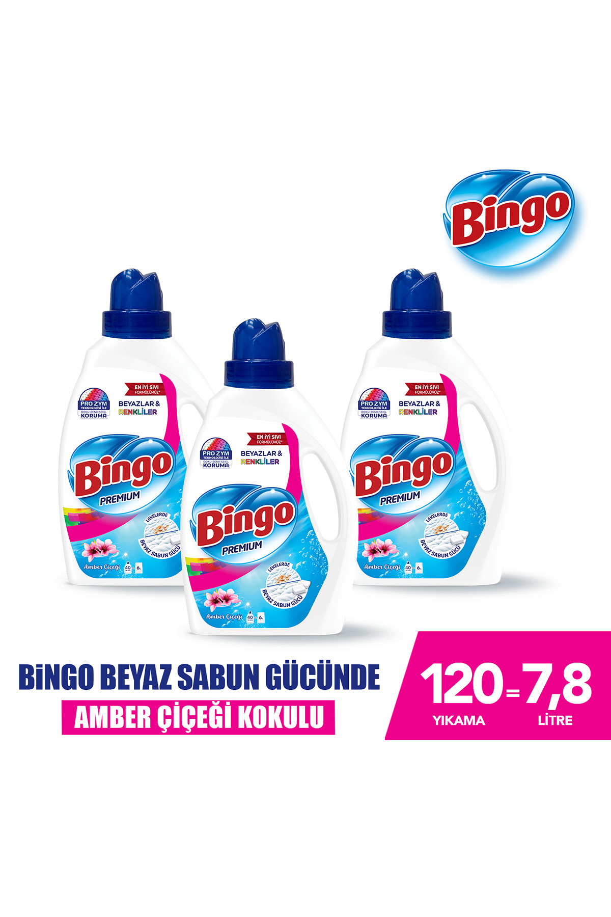 Sıvı Çamaşır Deterjanı Amber Çiçeği 2600 ml 3lü