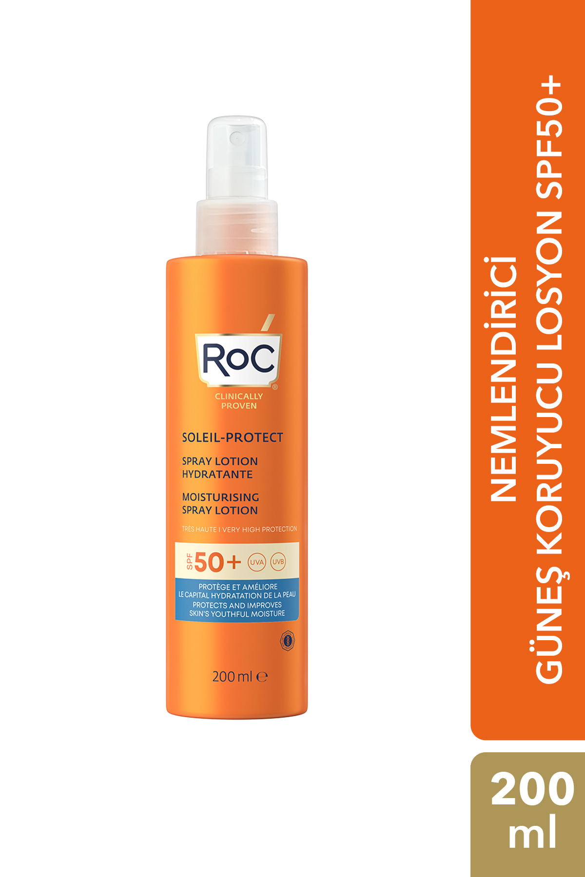 Roc Nemlendirici ve Çok Yüksek Koruyucu Vücut Güneş Kremi SPF50+ 200 ml - Sprey Losyon — 1210000800206