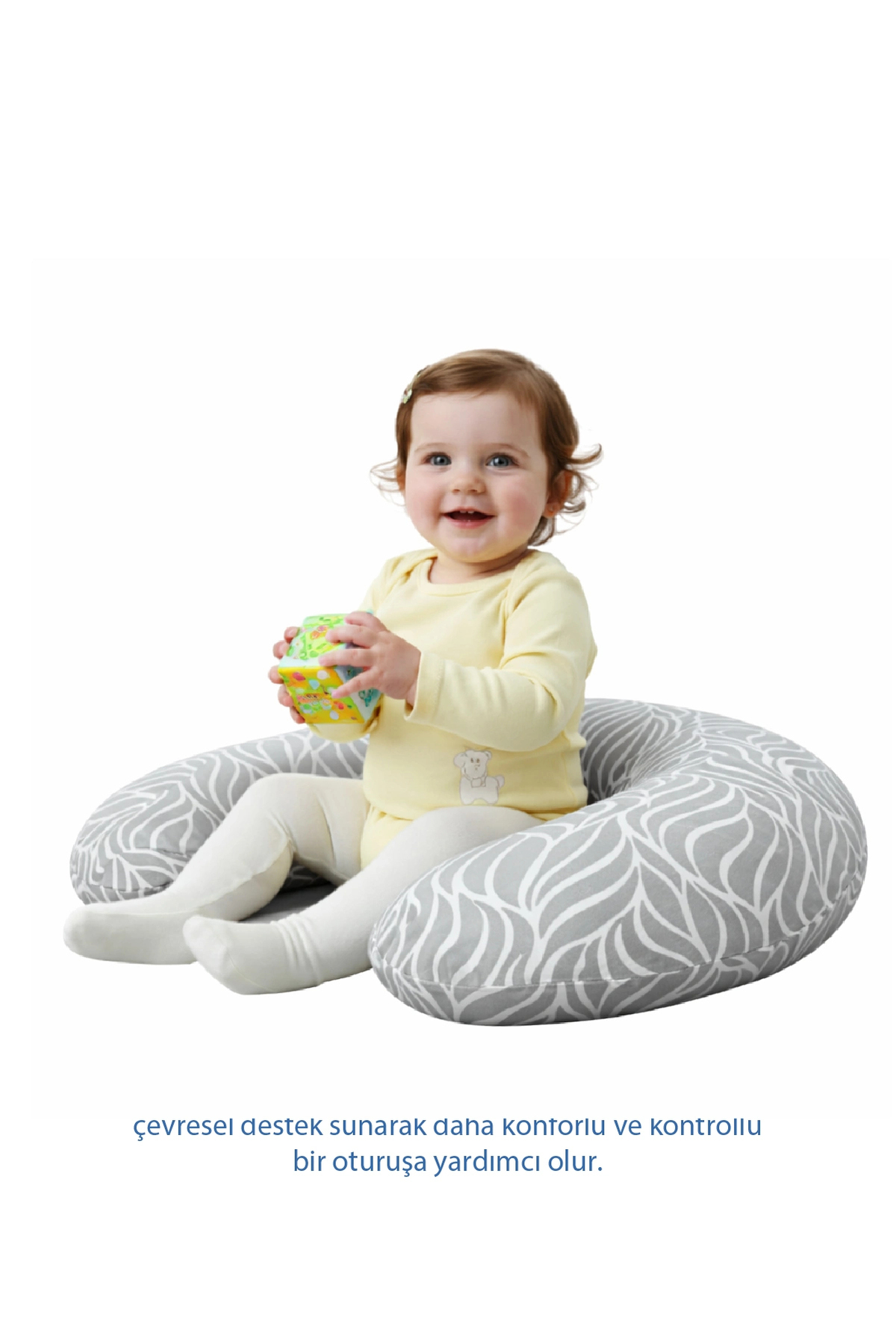 Babyjem Emzirme Ve Destek Minderi Gri Çiçek fotoğrafı 3 (önizleme)