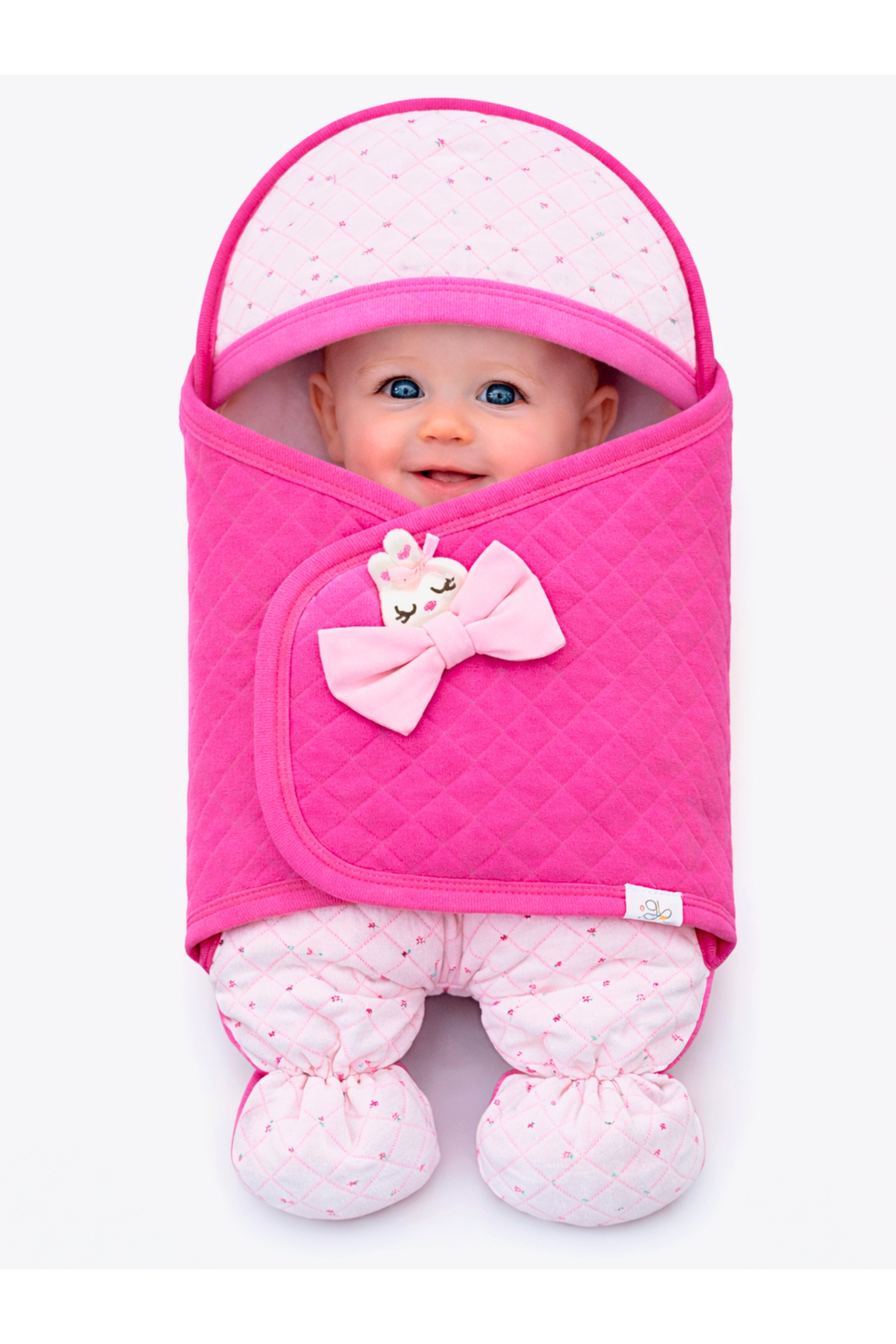 Tomuycuk Pembe Kız Bebek Battaniyesi & Dış Kundak - %100 Pamuk Yenidoğan Ayaklı Uyku Tulumu fotoğrafı 2 (önizleme)