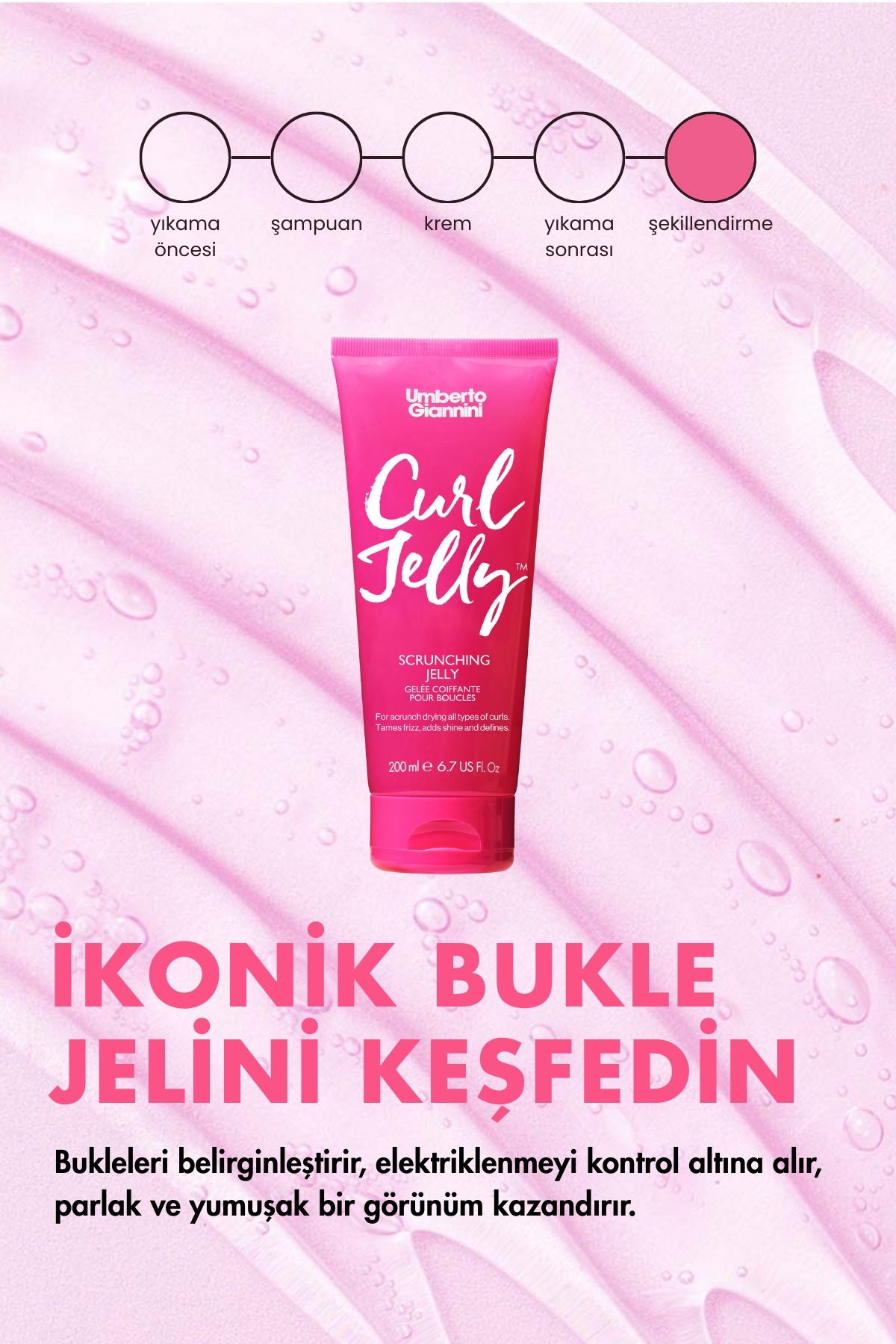 Curl Jelly Scrunching Jelly Bukle Şekillendirici Vegan Mini Jöle 50ML — UG-047 — تصویر 2 از 8