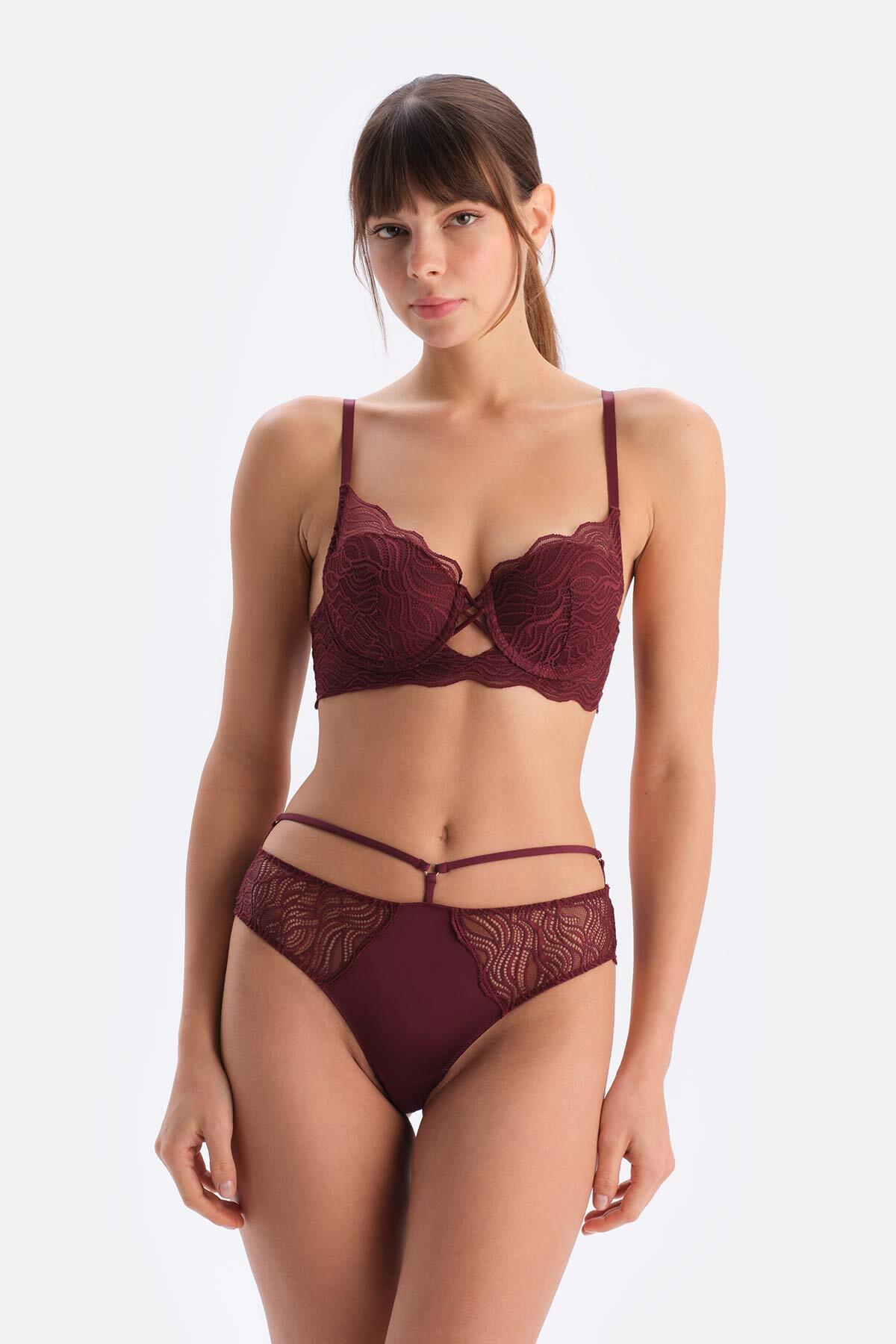 Dagi Bordo Dantelli Brazıllıan Külot görsel 3