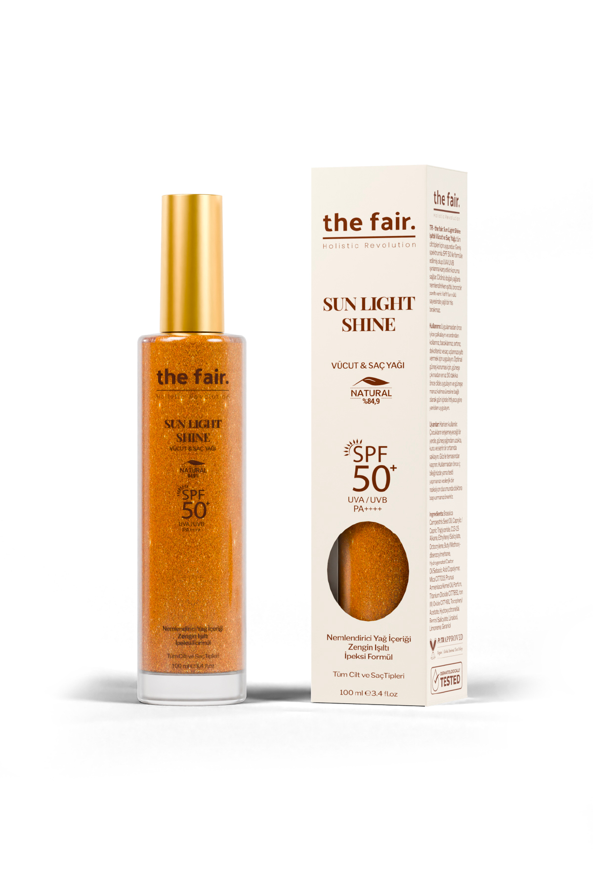 the fair. Sun Light Shine Spf 50+ /PA++++ Parıltılı Güneş Koruyucu Vücut Ve Saç Yağı 130 ml — THEFAIRSET58-A — تصویر 6 از 6
