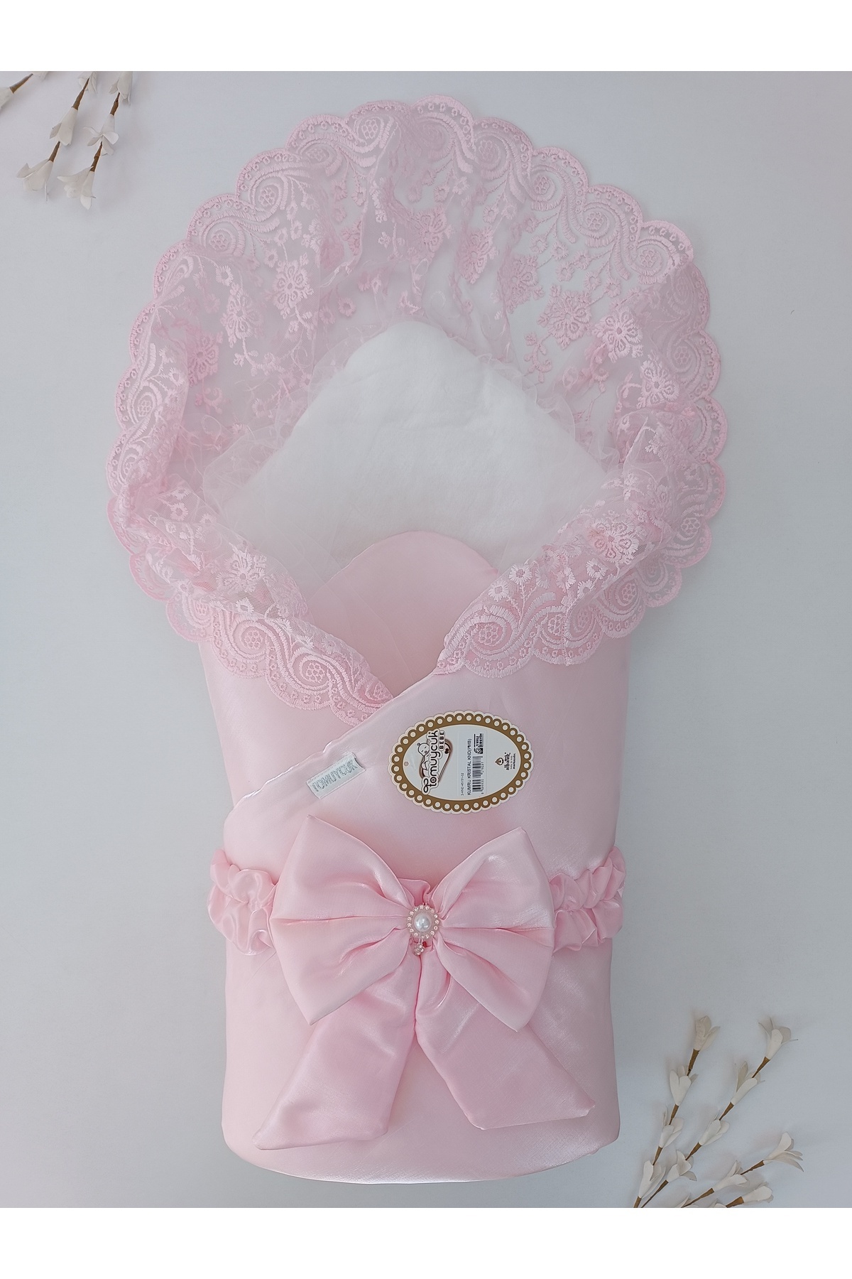 Tomuycuk %100 Pamuklu Pembe Uyku Kundağı - Mevsimlik Kız Bebek Battaniyesi & Hastane Çıkışı fotoğrafı 5 (önizleme)