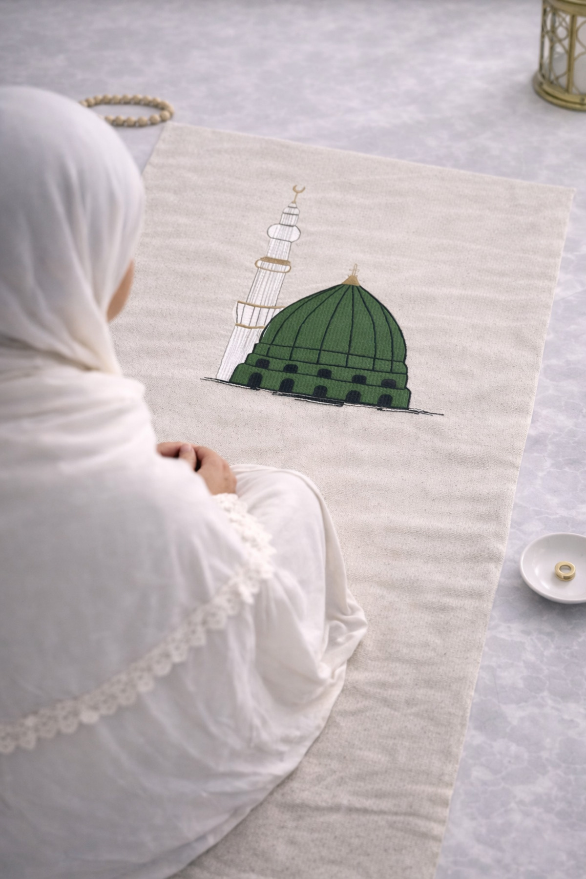 Minimally Embroidered Linen Prayer Sheet - Dowry Gift Bag Prayer Sheet