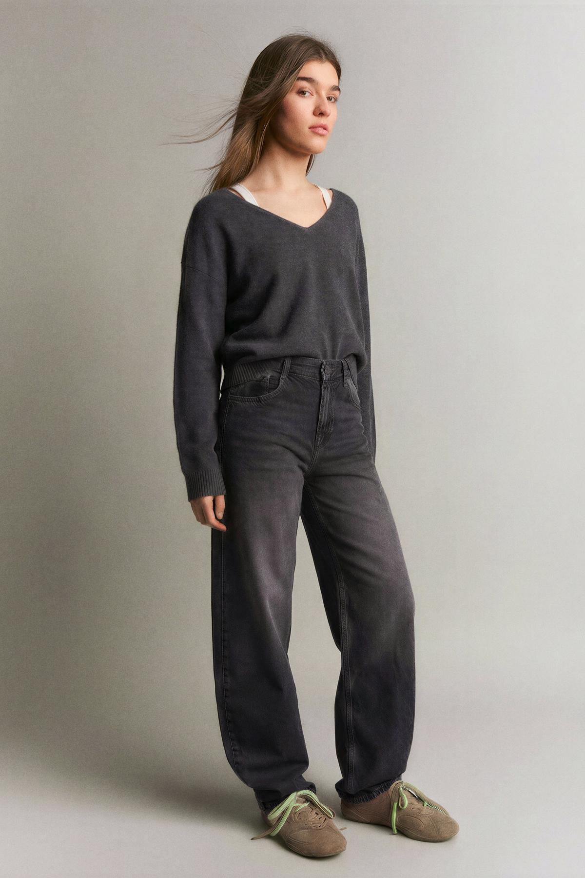 Bershka  Yüksek bel barrel fit jean - Görsel 4