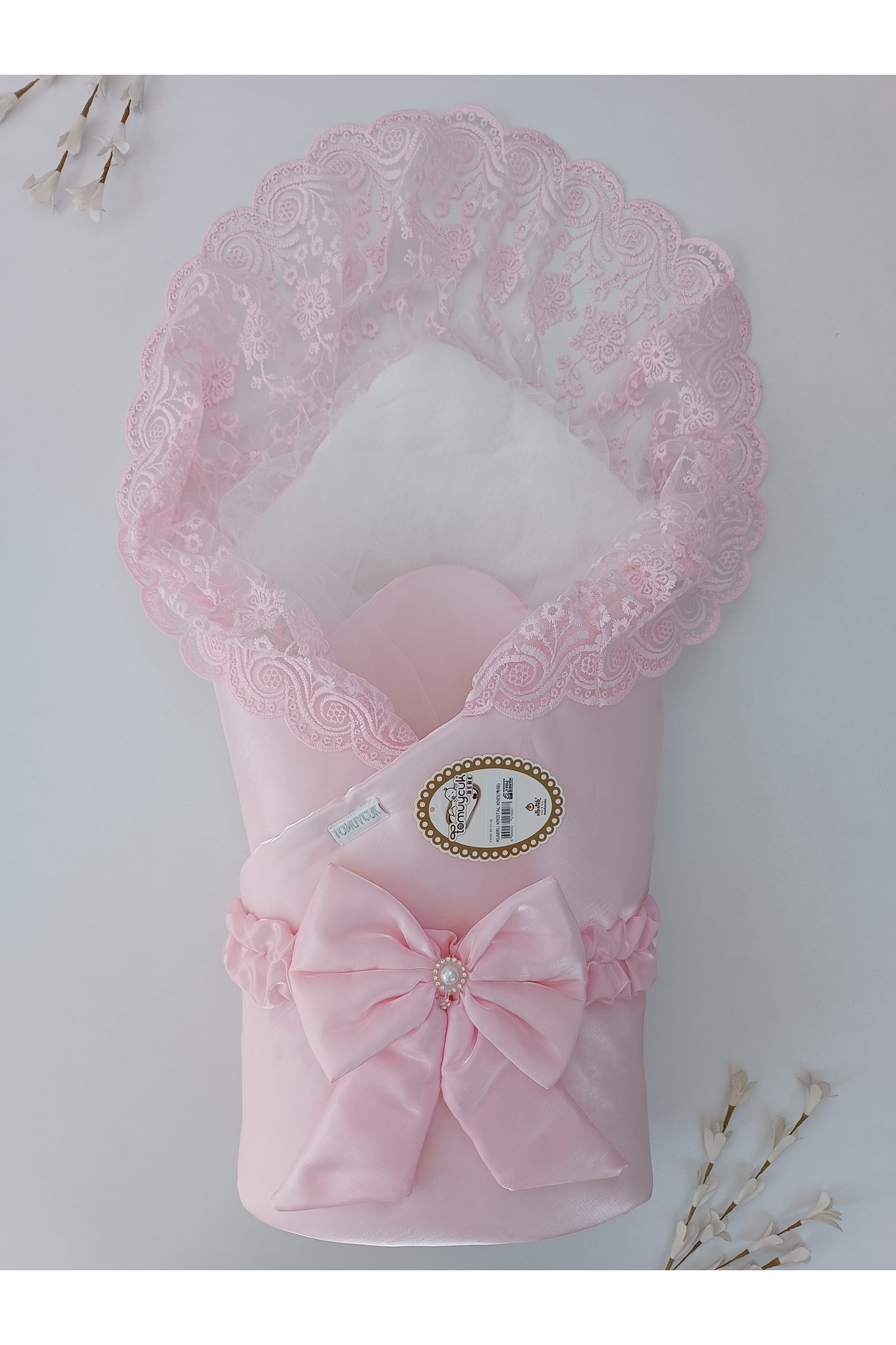 Tomuycuk %100 Pamuklu Pembe Uyku Kundağı - Mevsimlik Kız Bebek Battaniyesi & Hastane Çıkışı fotoğrafı 6 (önizleme)