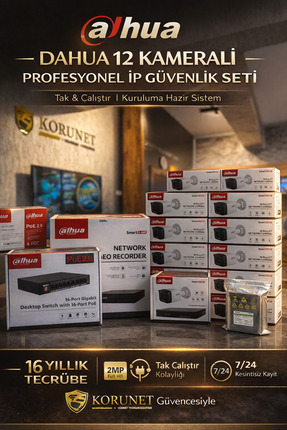 Dahua Technology Dahua 12 Kameralı 16 Kanal IP Kamera Seti – Full HD, PoE Kay...