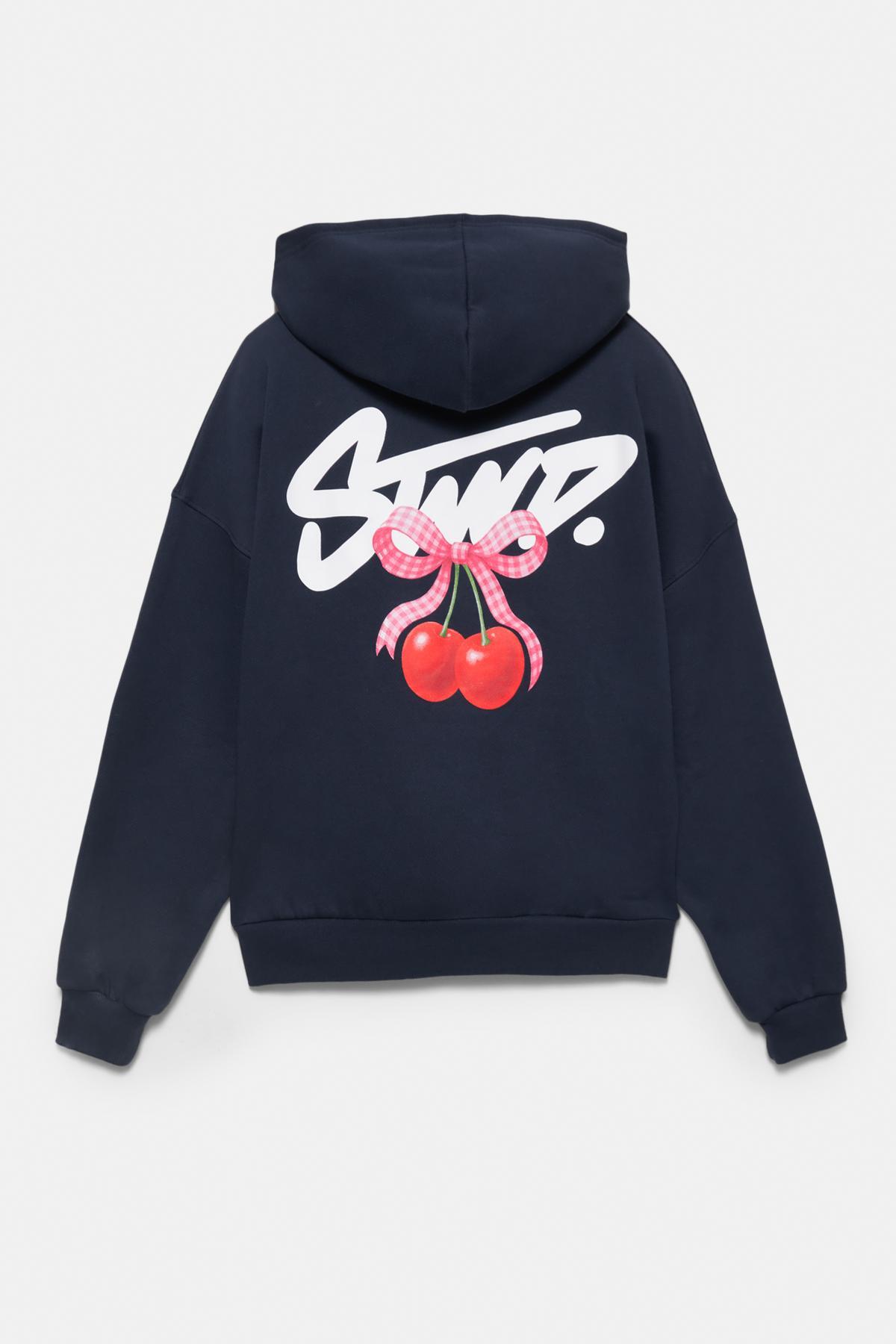 Pull & Bear  Kapüşonlu STWD kirazlı sweatshirt - Görsel 7
