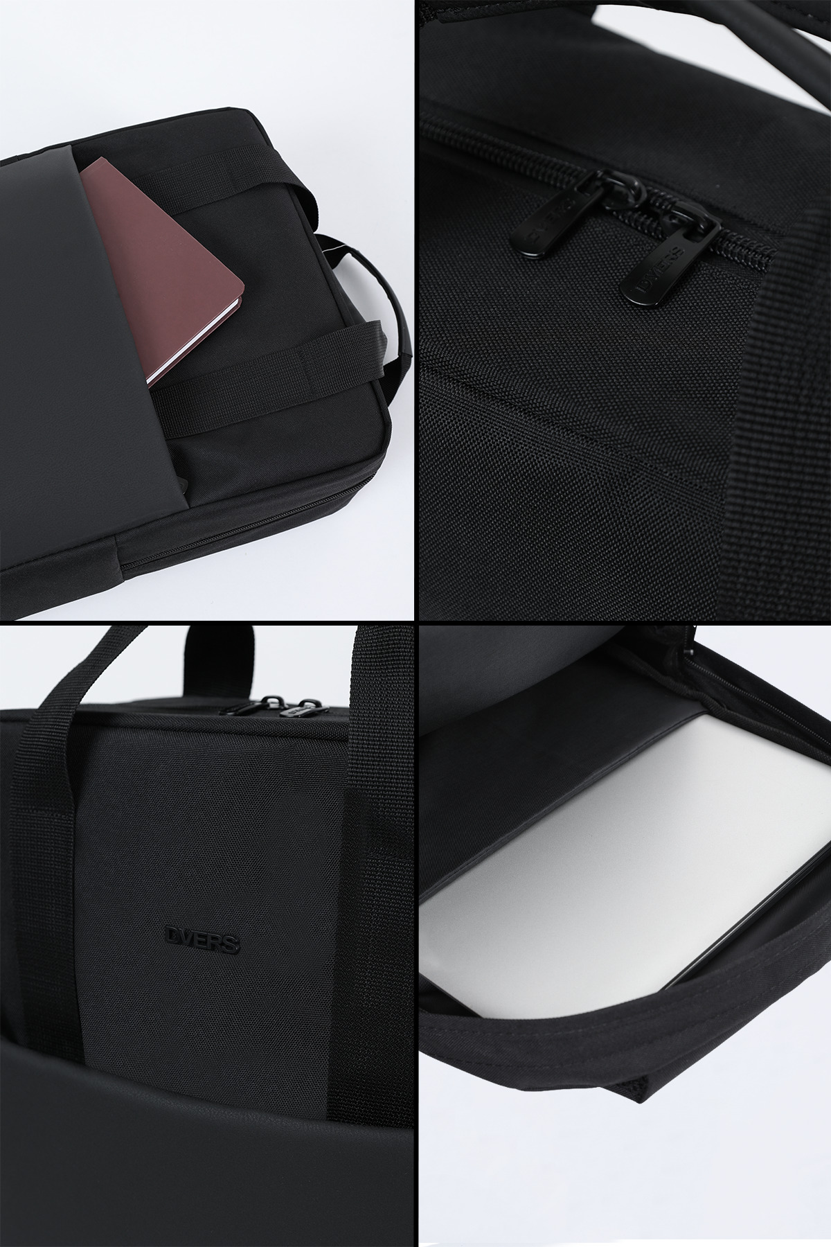 D'VERS  Su İtici Kumaş Özellikli 15.6-16.1-16.9 Inç Uyumlu Siyah Sırt Laptop Çantası - Görsel 2