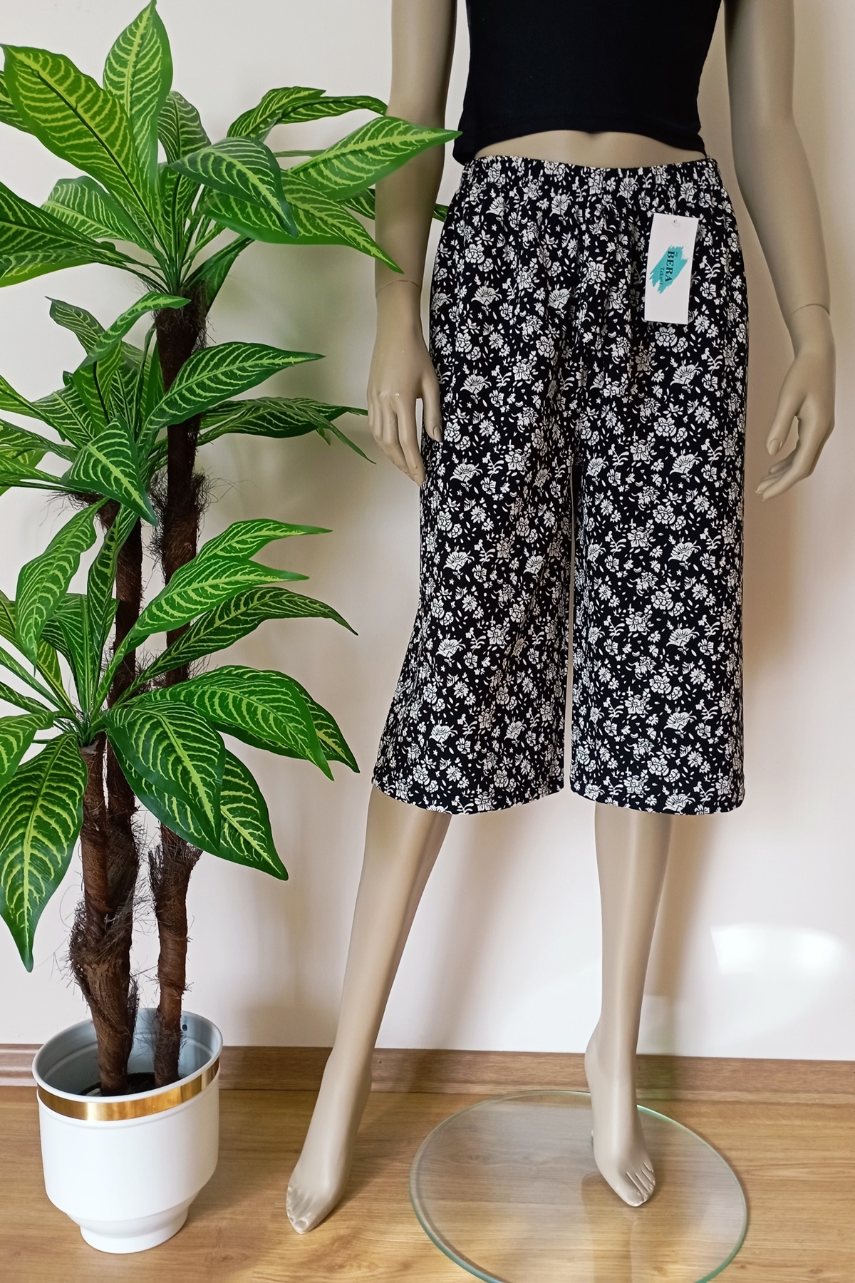 Women's Pattern Soft Stretchy Wide Leg Bermuda Bottom