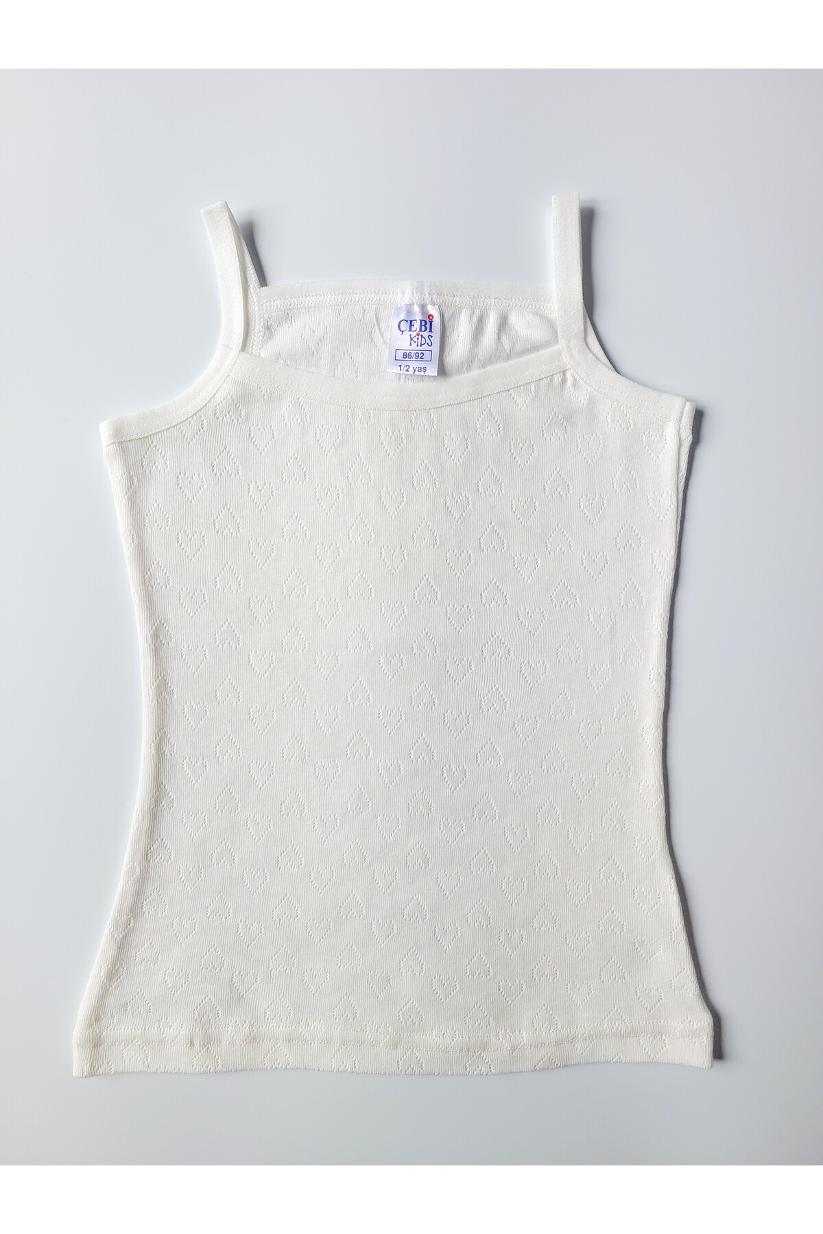 ÇebiKids Kız Çocuk %100 Pamuk Beyaz Jakarlı Atlet-Slip Külot Takım fotoğrafı 2 (önizleme)