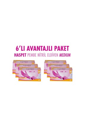 Has-Pet PEMBE NİTRİL ELDİVEN MEDİUM HASPET 6LI AVANTAJLI PAKET