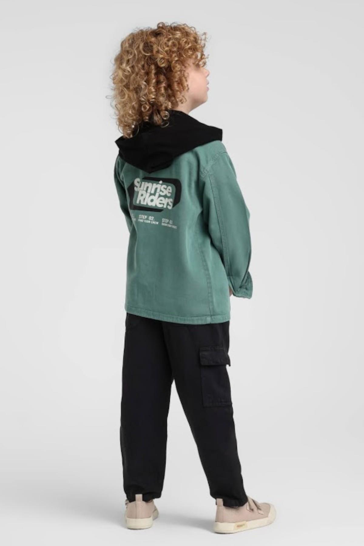 Jack Lions Jacklions Erkek Bebek 1-5 Yaş Kapüşonlu Sırt Baskılı Gömlek Ceket Yeşil fotoğrafı 2 (önizleme)