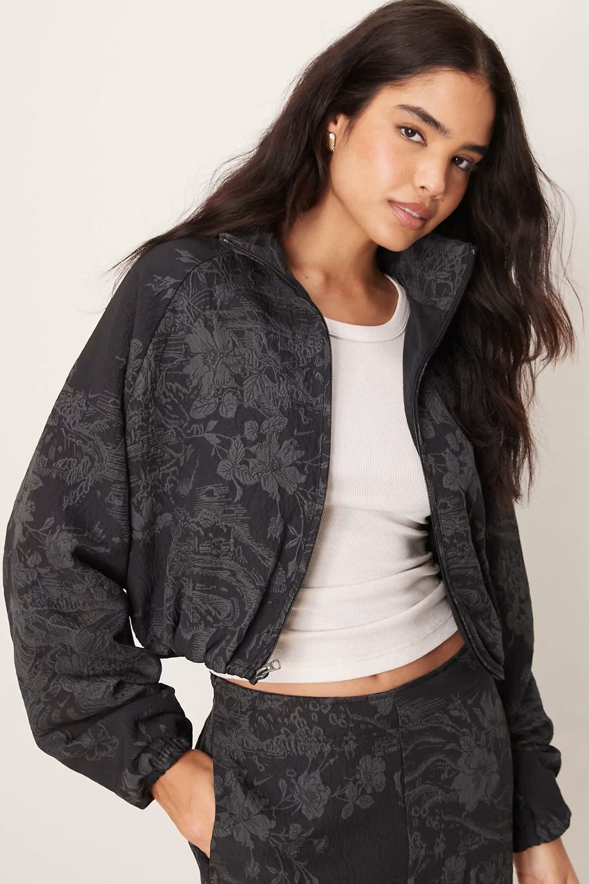 Nike Full Zip Jacquard Print Track Oversize Jacket Kadın Oversize
