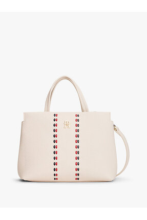Tommy Hilfiger Kadın Timeless Mini Dekoratif Şerit Detaylı El Çantası - Bej
