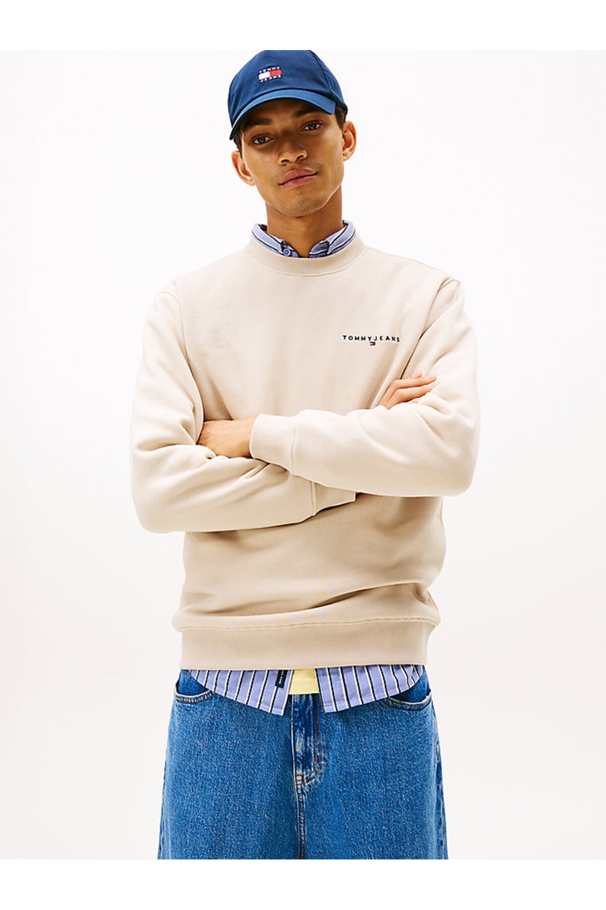 تامی هیلفیگر سویشرت یقه گرد خطی معمولی مردانه TJM