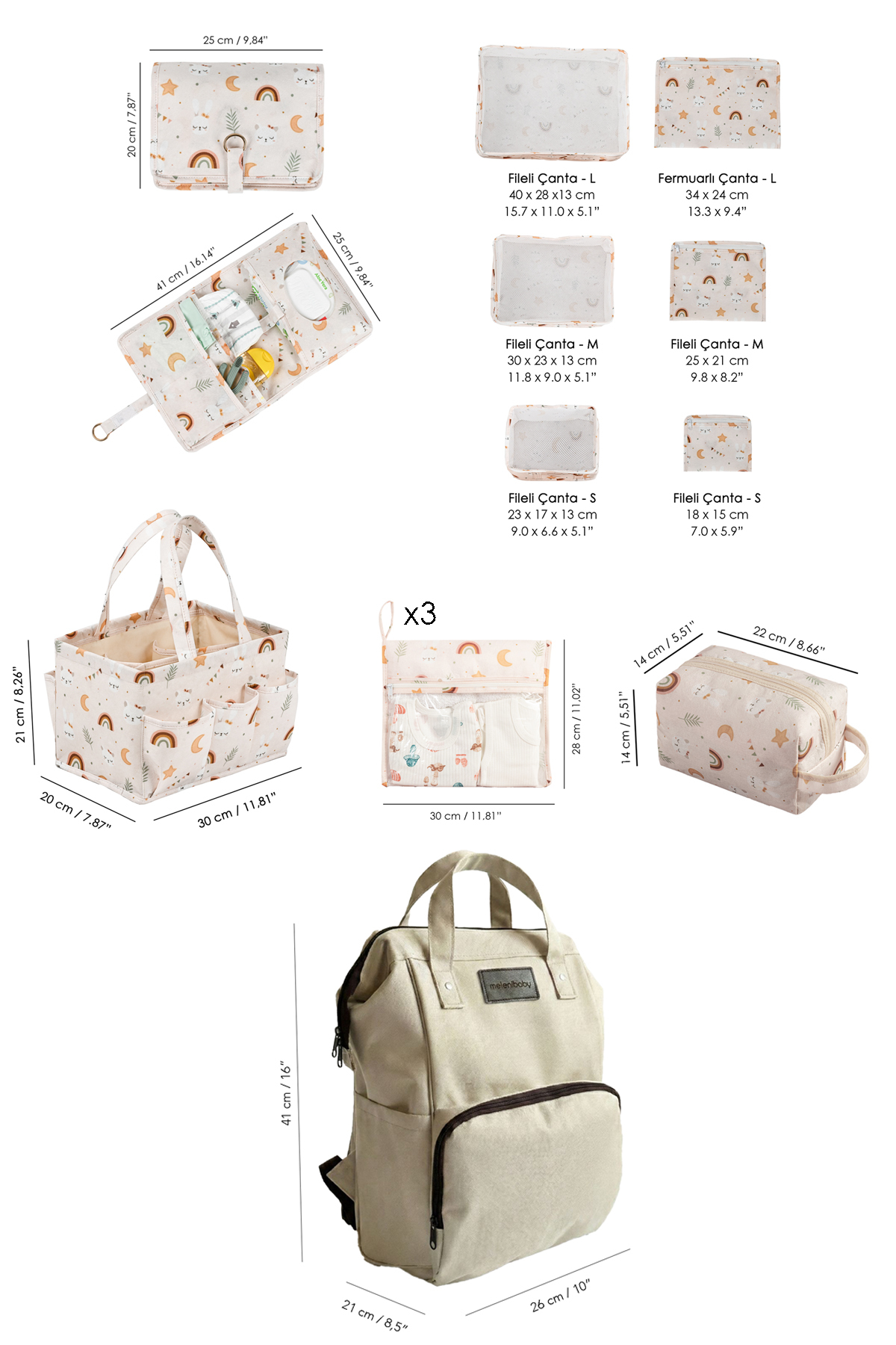 Meleni Baby 13'lü Yenidoğan Hastane Doğum Organizer Seti- Bebek organizer,Anne Sırt Çantası,Anne Bebek Seti fotoğrafı 2 (önizleme)