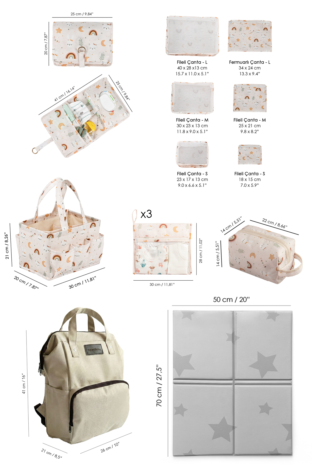 Meleni Baby 14'lü Yenidoğan Hastane Doğum Organizer Seti-Bebek organizer , Anne Sırt Çantası,Anne Bebek Seti fotoğrafı 2 (önizleme)