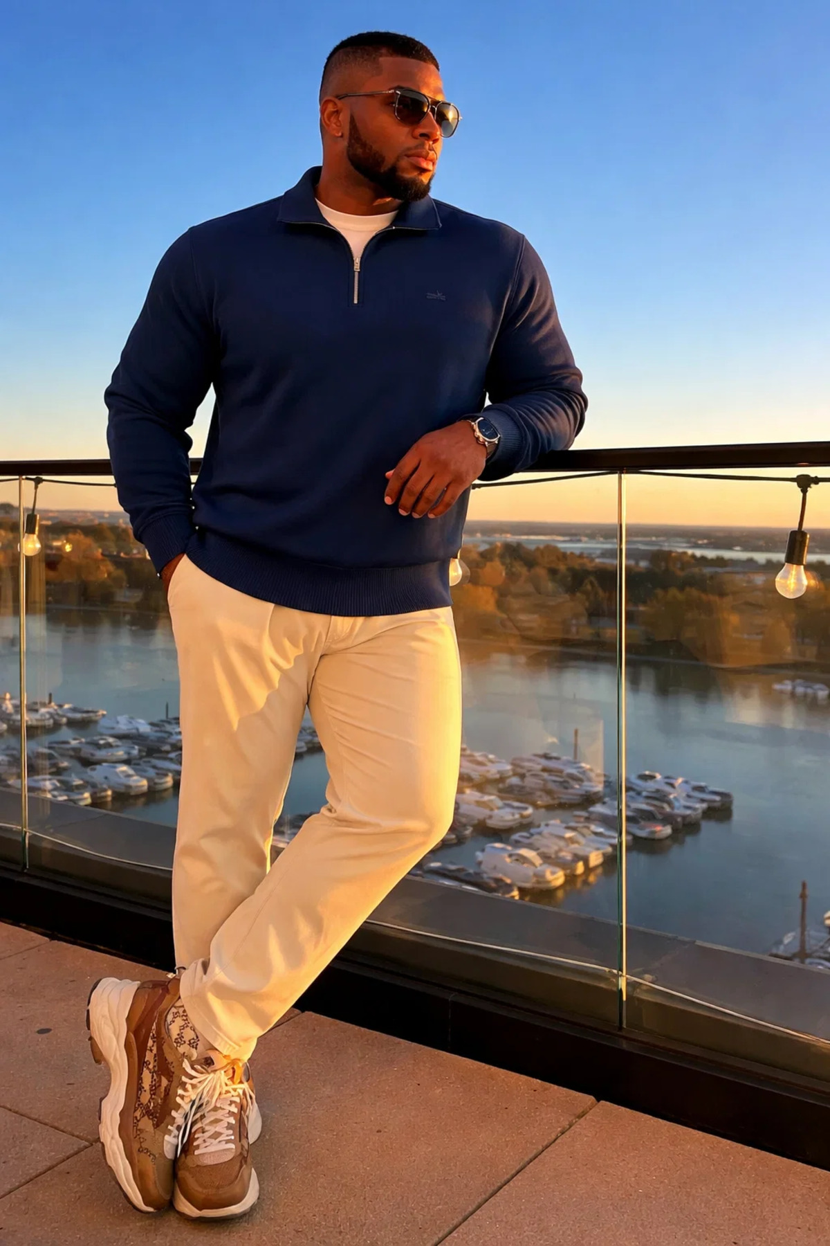 Maccali Erkek Büyük Beden Trend Fermuarlı Lacivert Sweatshirt