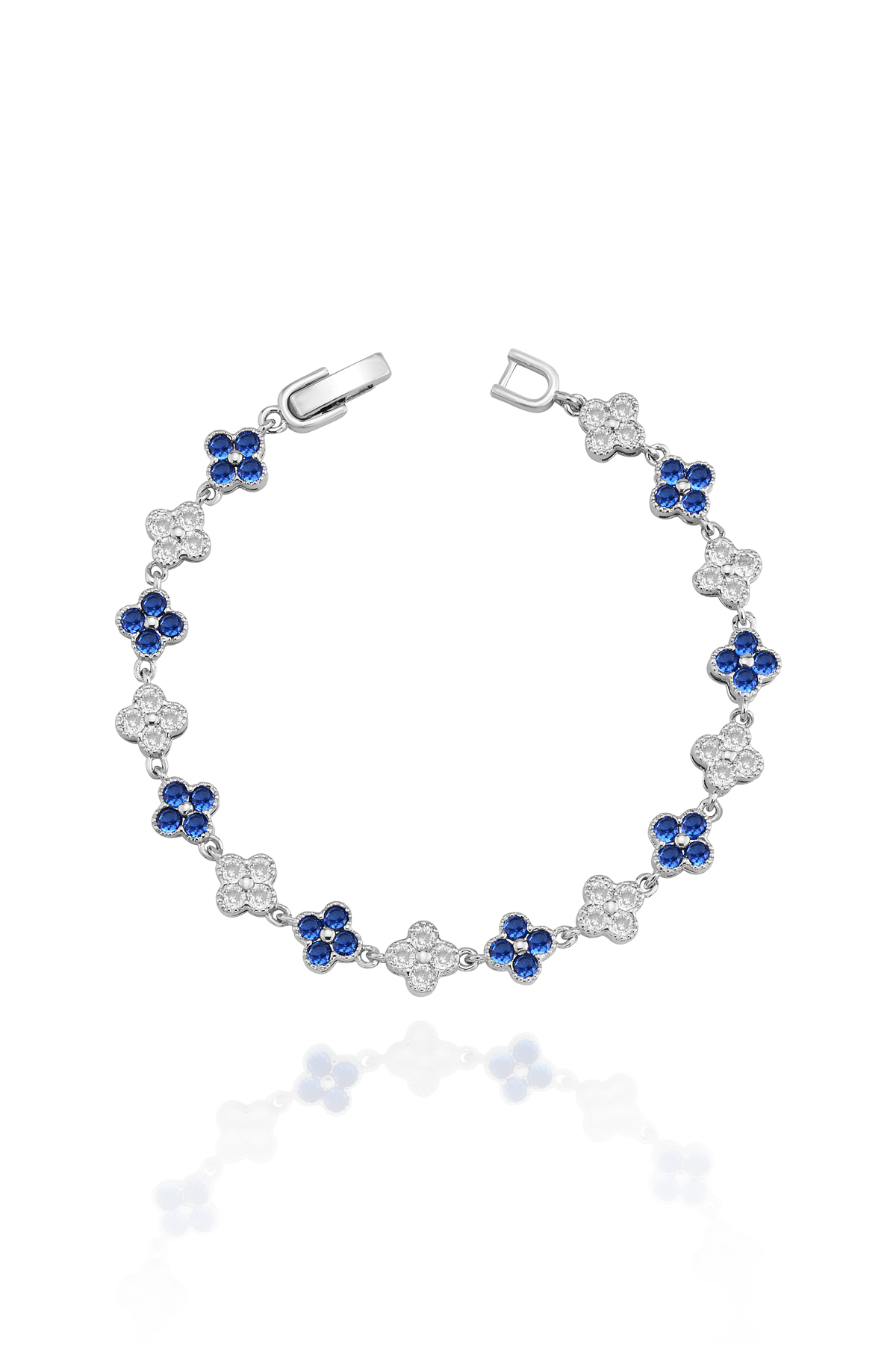 316L Stainless Steel Zircon Stone Clover Shaped Women's Bracelet No Darkening