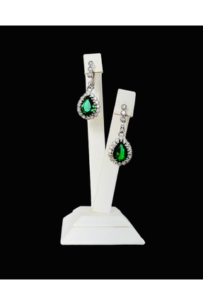 Turkuaz Silver Yeşil Kuvars Damla Küpe