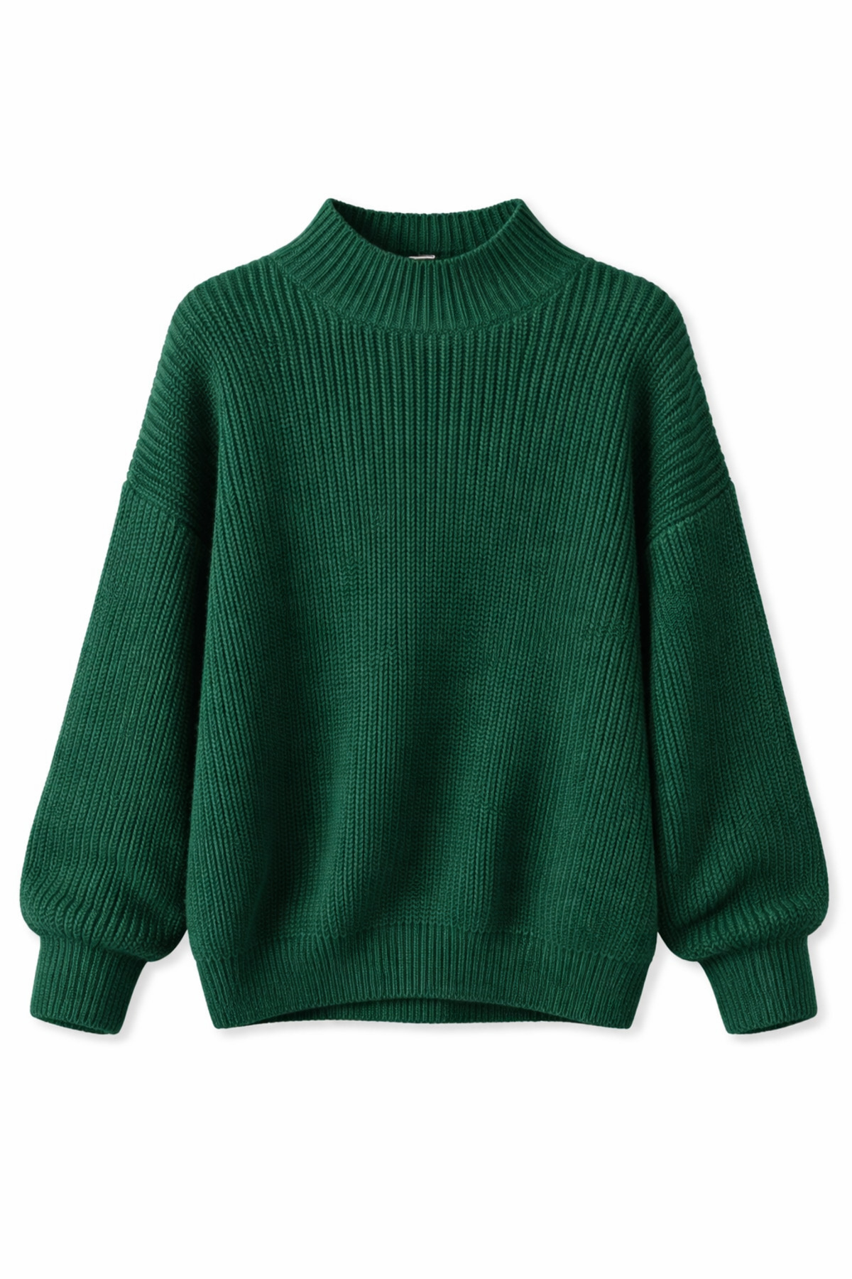 KAREL BUTİK  Yeşil Bisiklet Yaka Oversize Kadın Triko Kazak - Görsel 3